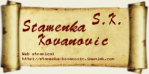 Stamenka Kovanović vizit kartica